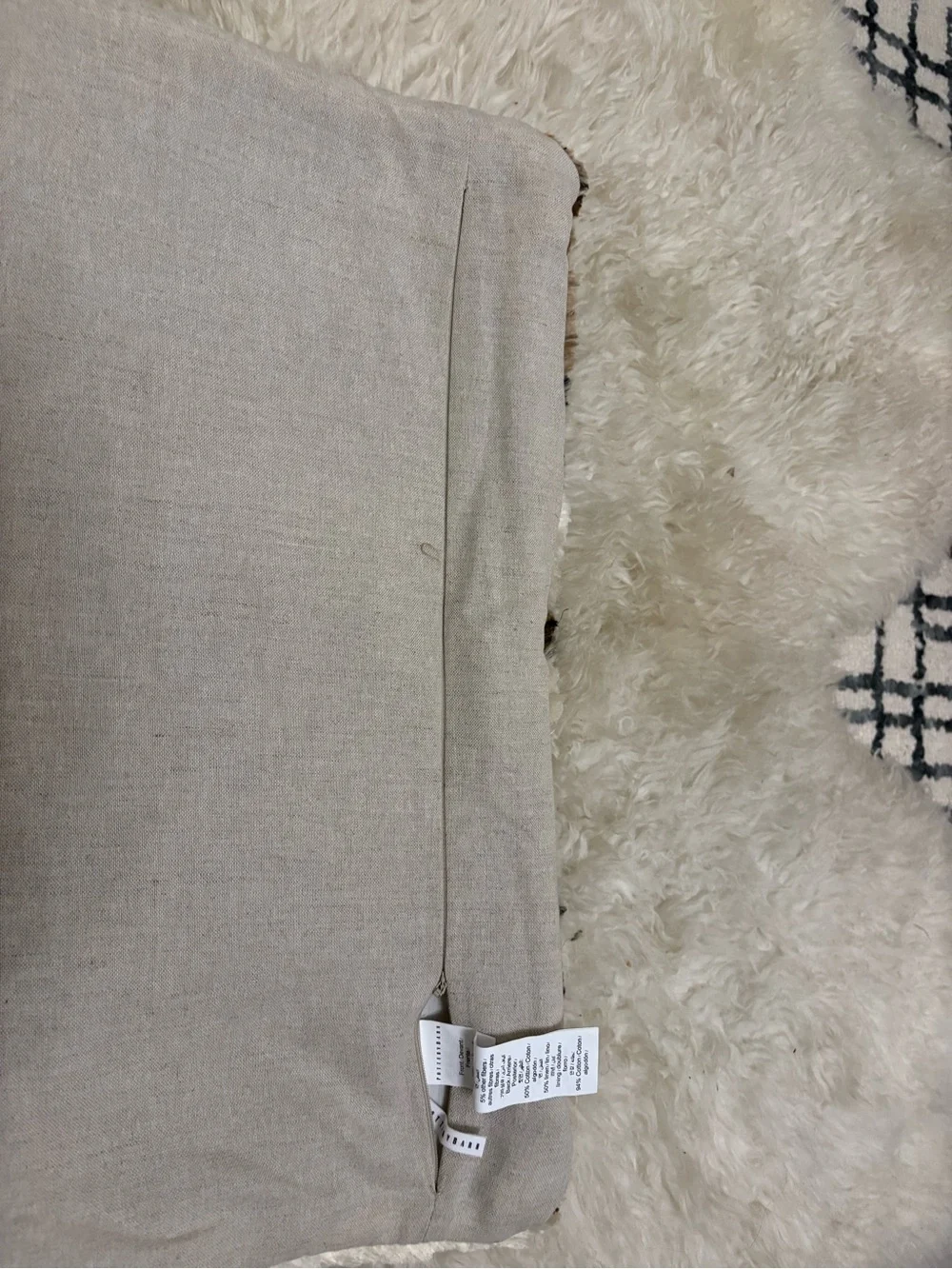 Pottery Barn Neutral Brown and Cream Shag Square 22x22 Pillow Cover
